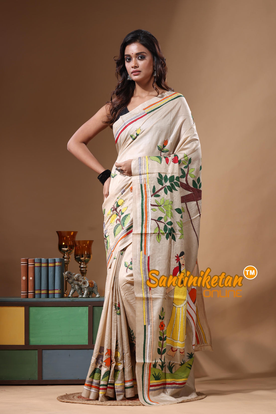 Pure Gachi Tussar Kantha Stitch Saree SN2631463