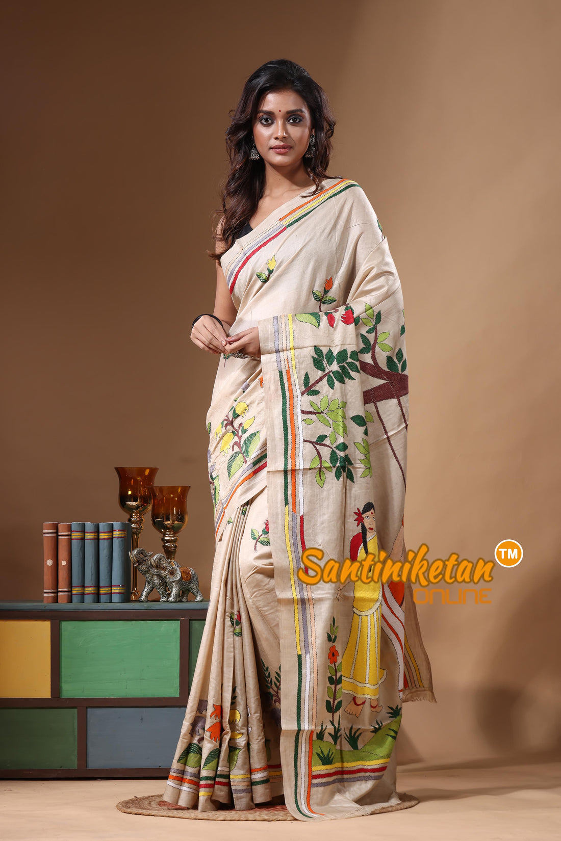 Pure Gachi Tussar Kantha Stitch Saree SN2631463