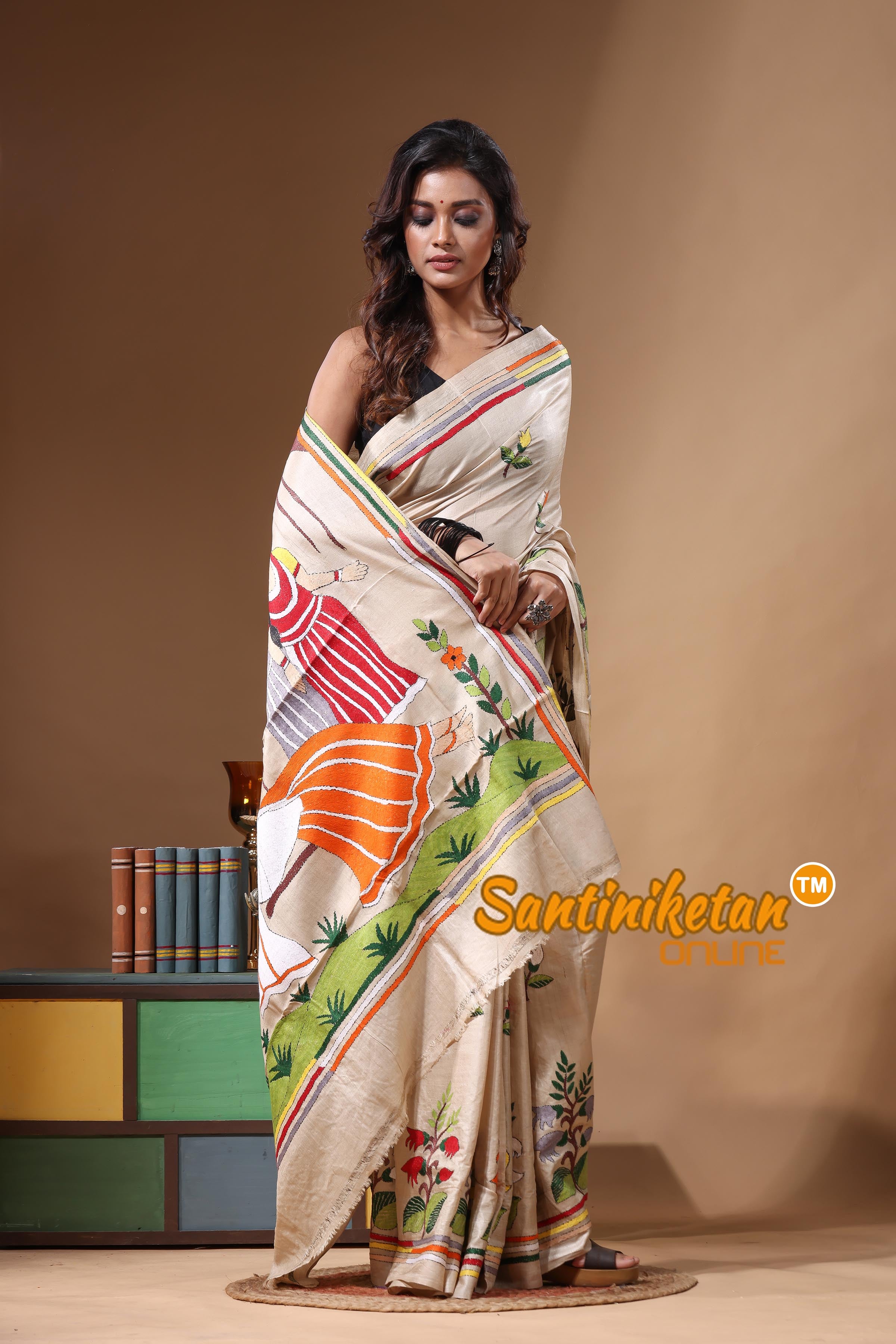Pure Gachi Tussar Kantha Stitch Saree SN2631463
