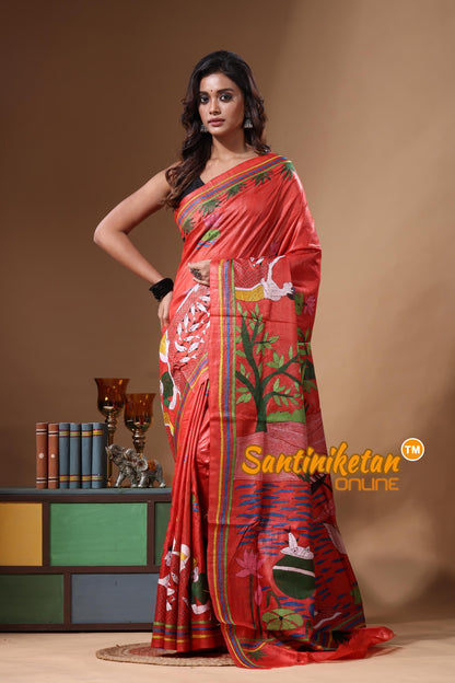 Dye Pure Gachi Tussar Kantha Stitch Saree SN2631469