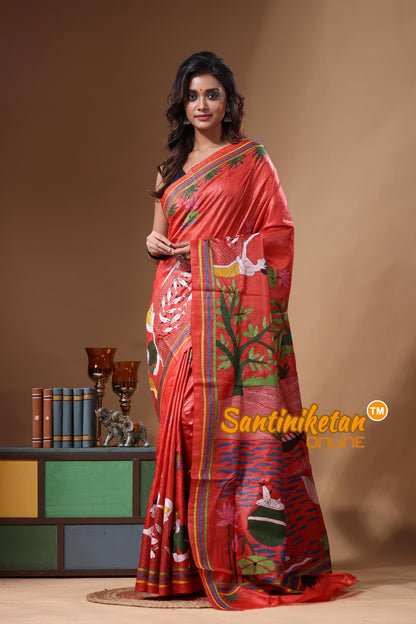 Dye Pure Gachi Tussar Kantha Stitch Saree SN2631469