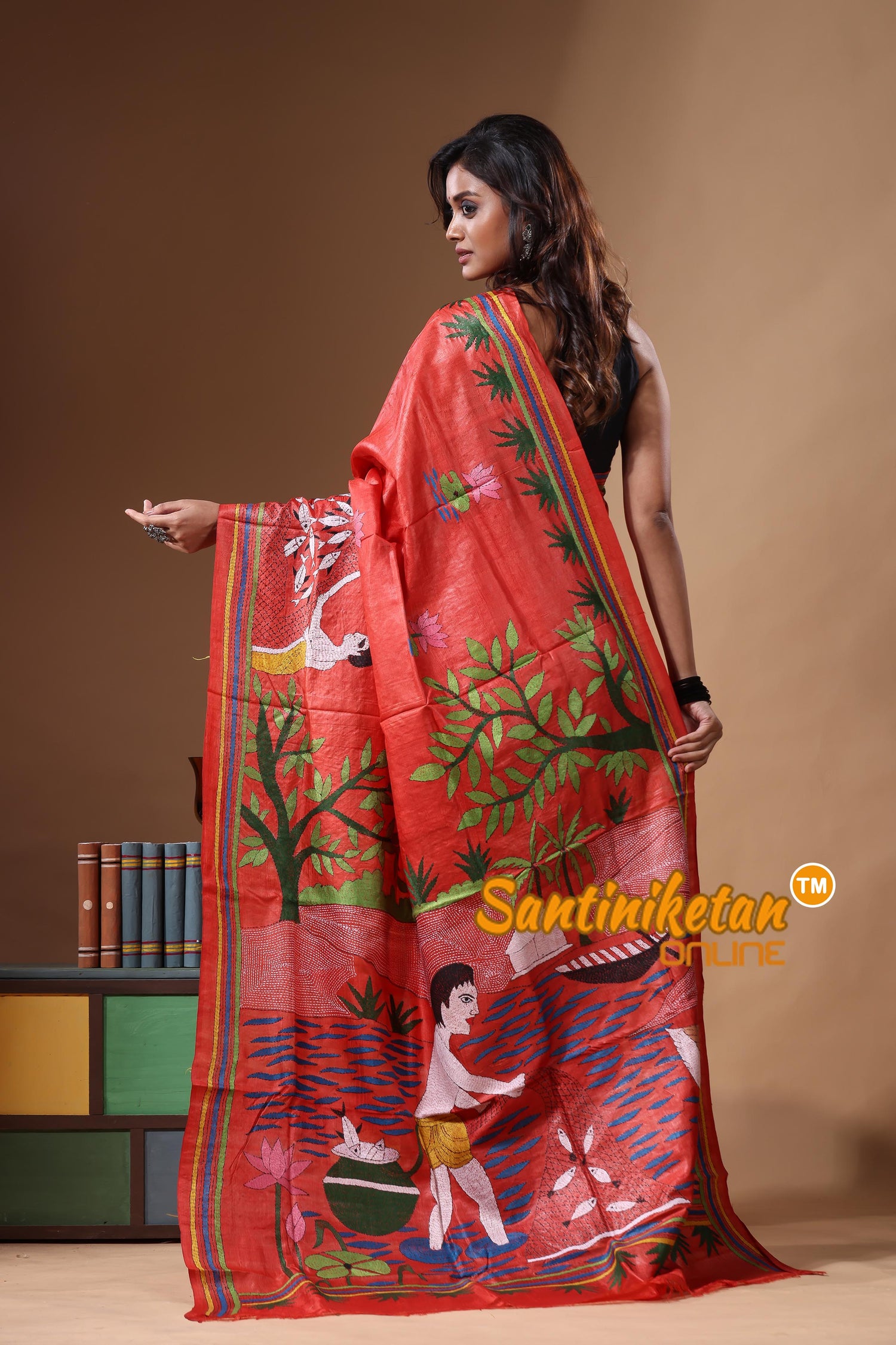 Dye Pure Gachi Tussar Kantha Stitch Saree SN2631469
