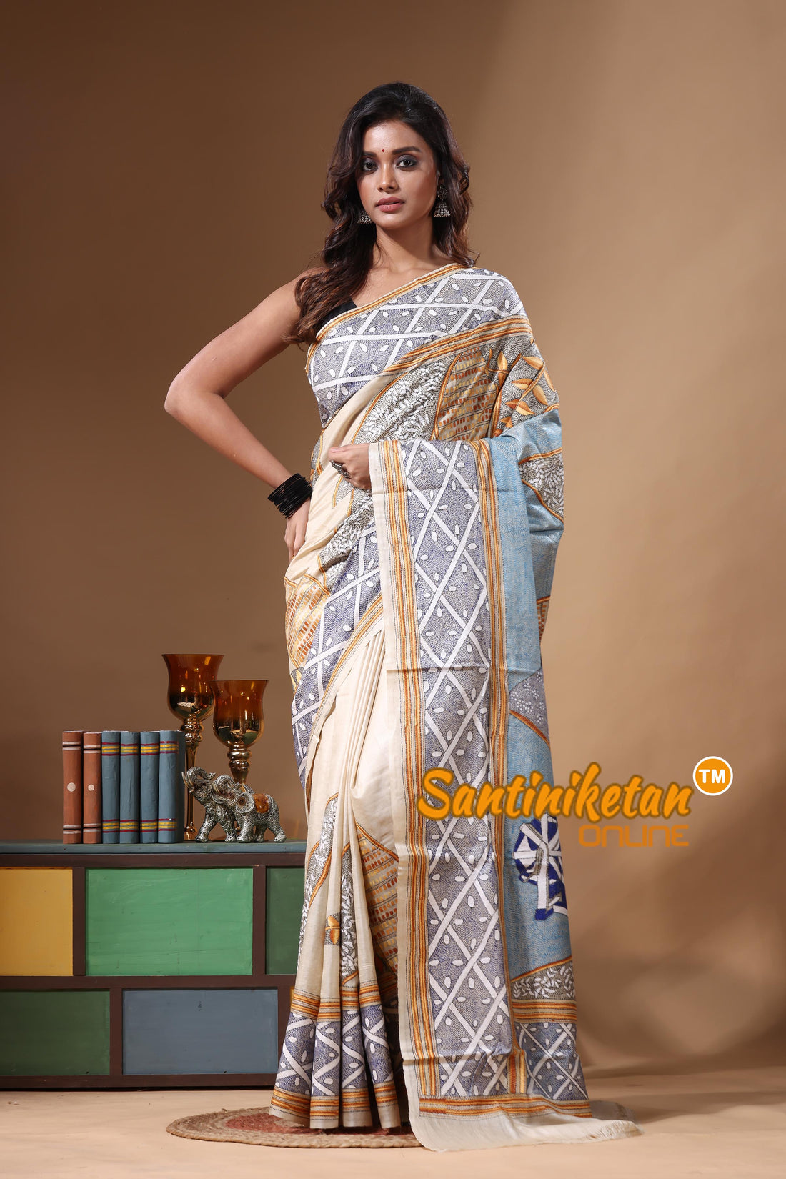 Pure Gachi Tussar Kantha Stitch Saree SN2631480