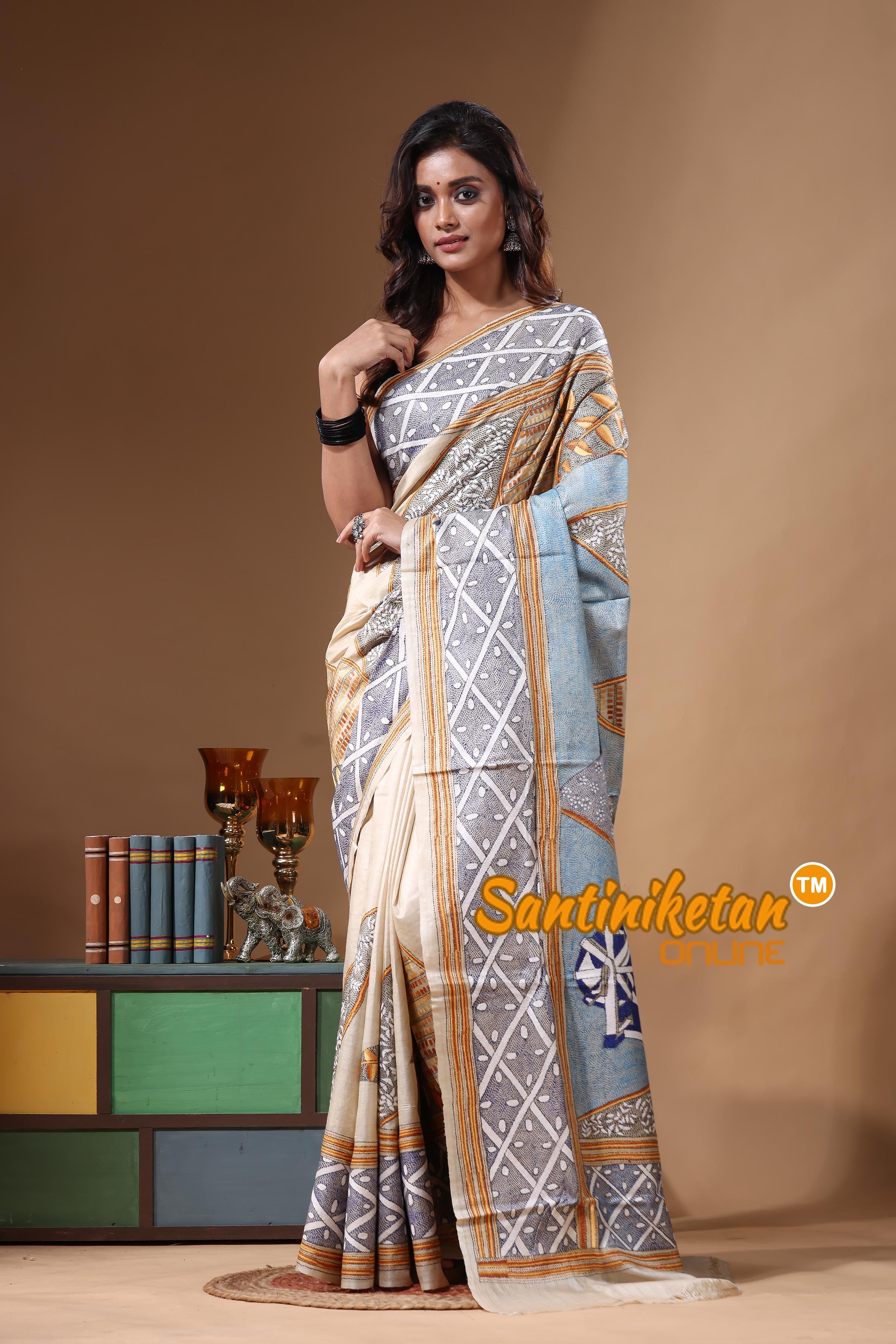 Pure Gachi Tussar Kantha Stitch Saree SN2631480
