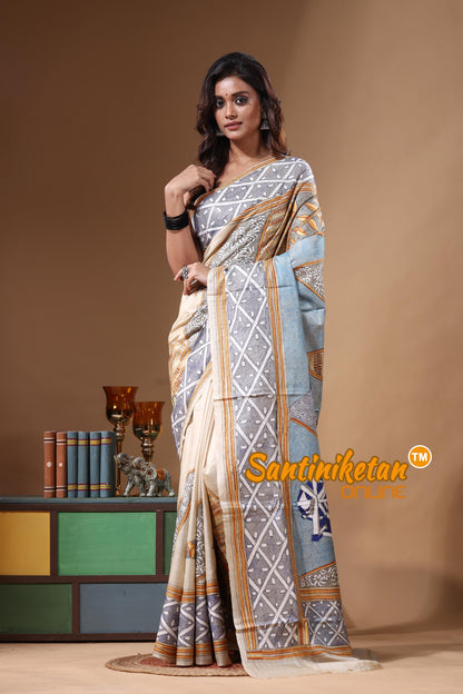 Pure Gachi Tussar Kantha Stitch Saree SN2631480