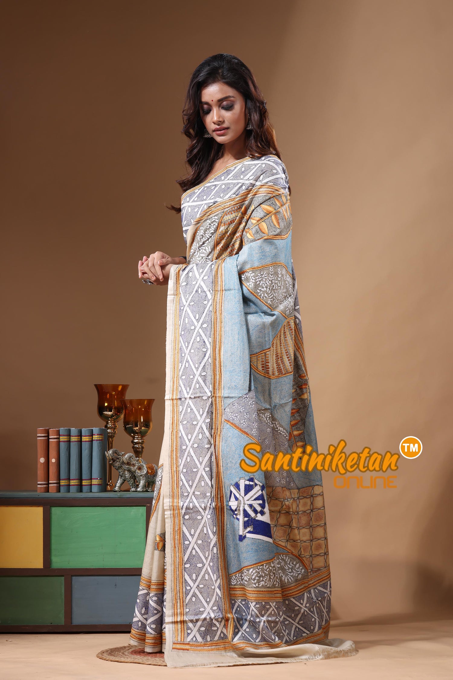 Pure Gachi Tussar Kantha Stitch Saree SN2631480