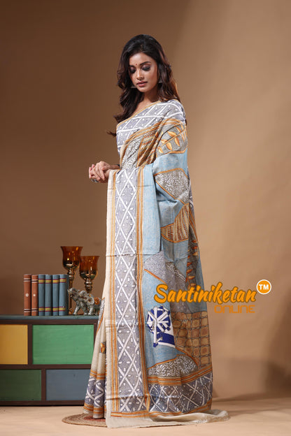 Pure Gachi Tussar Kantha Stitch Saree SN2631480