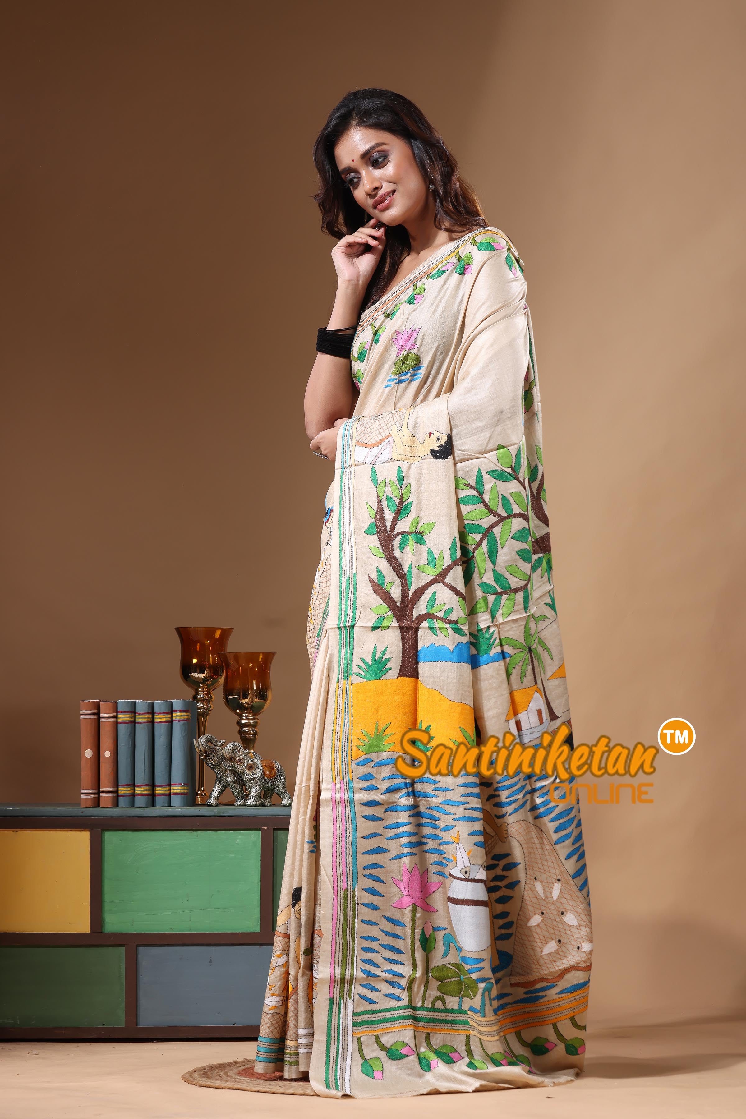 Pure Gachi Tussar Kantha Stitch Saree SN2631486
