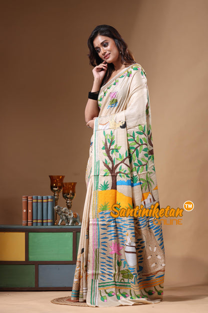 Pure Gachi Tussar Kantha Stitch Saree SN2631486