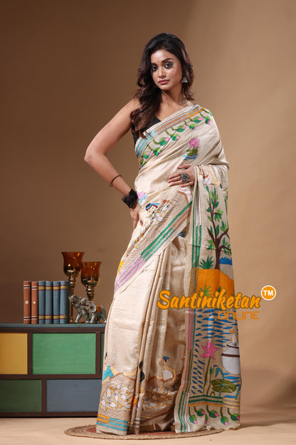 Pure Gachi Tussar Kantha Stitch Saree SN2631486