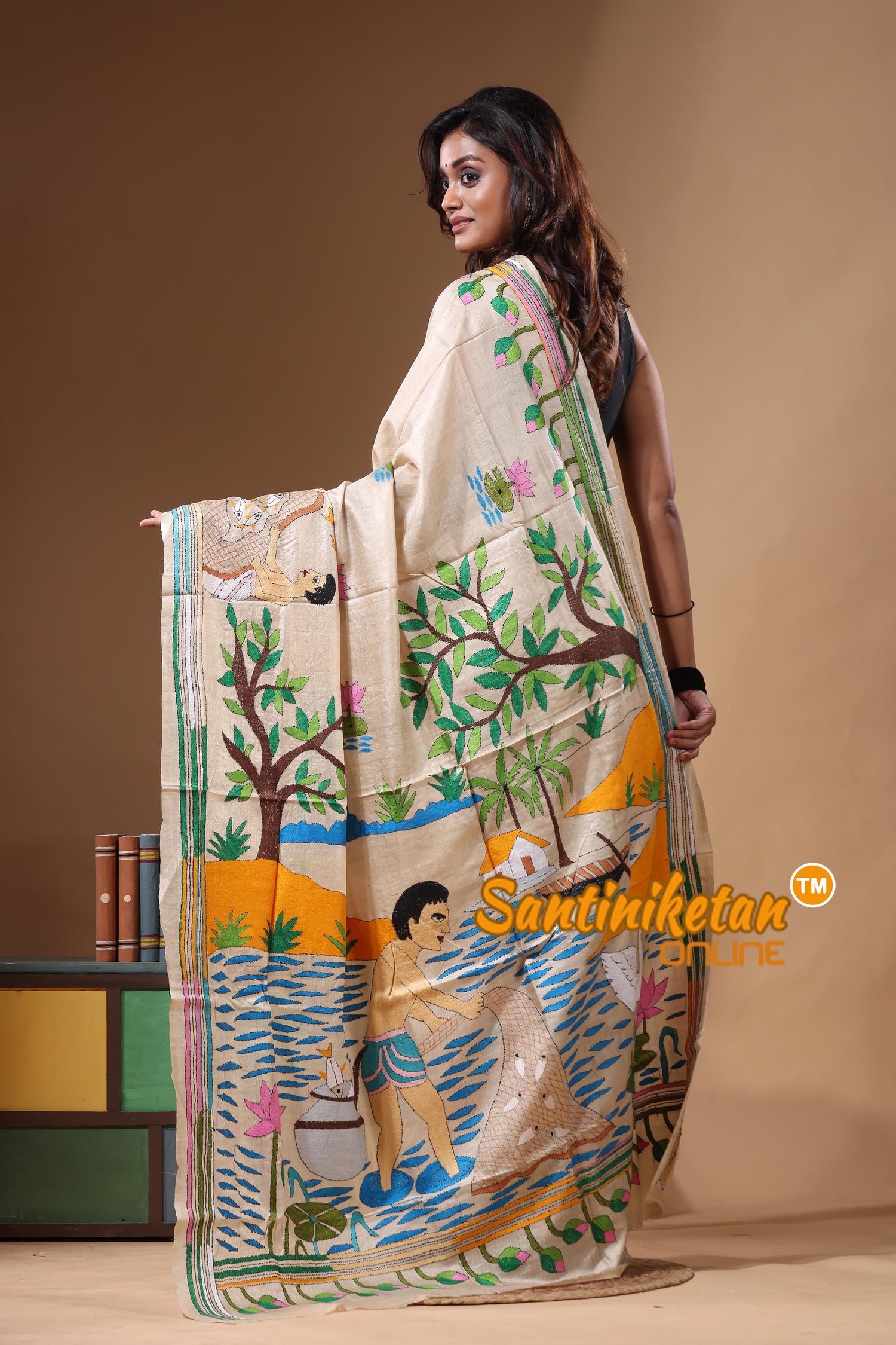 Pure Gachi Tussar Kantha Stitch Saree SN2631486