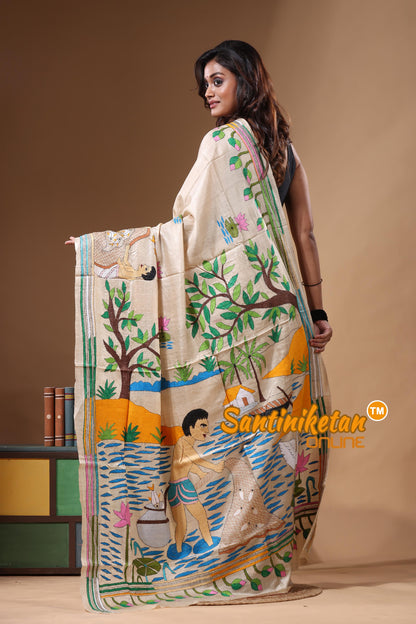 Pure Gachi Tussar Kantha Stitch Saree SN2631486
