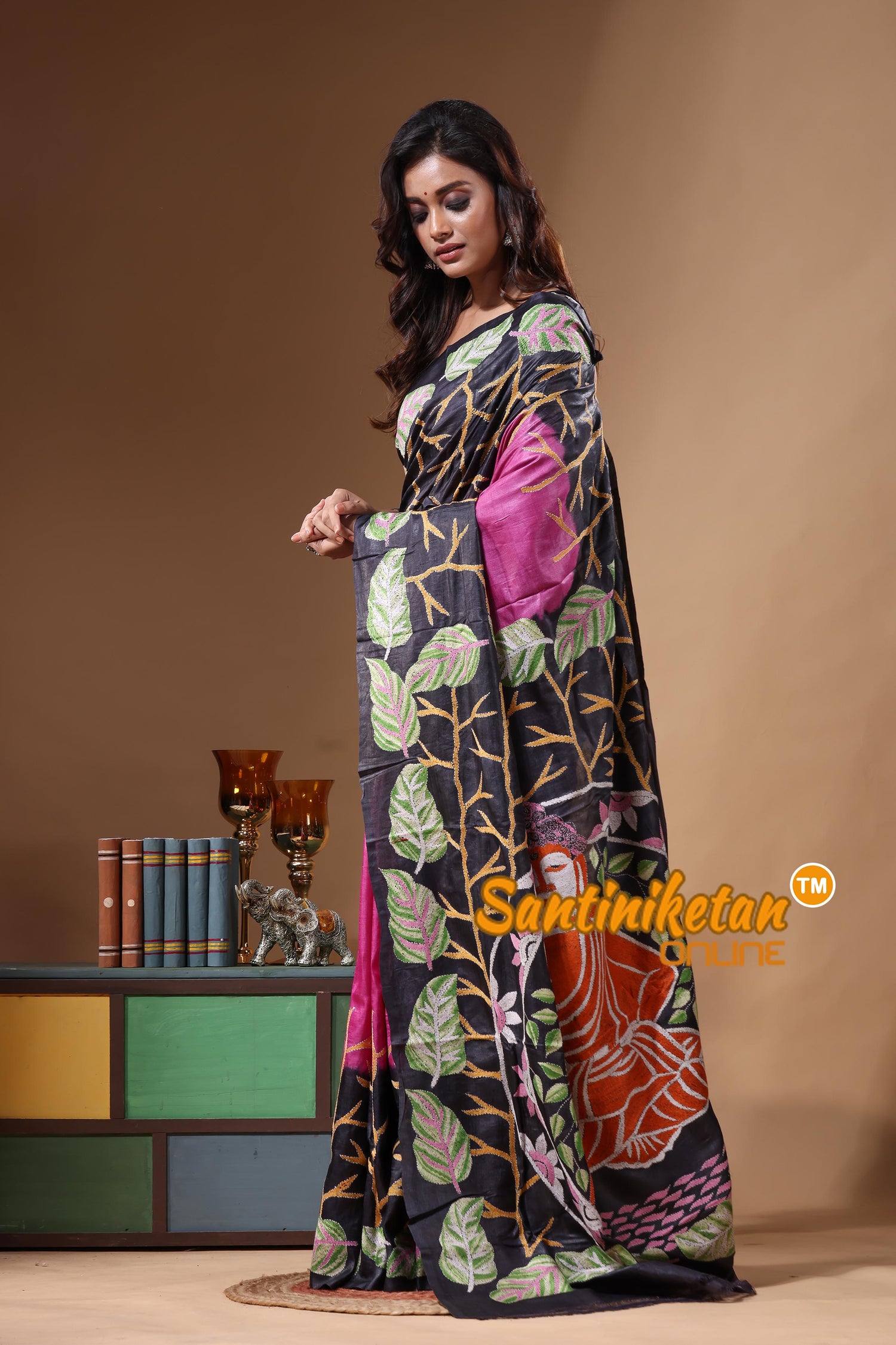 Dye Pure Gachi Tussar Kantha Stitch Saree SN2631492