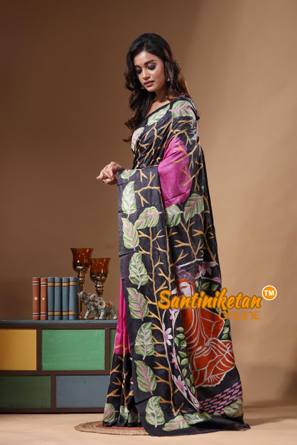 Dye Pure Gachi Tussar Kantha Stitch Saree SN2631492