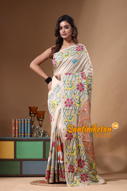 Pure Gachi Tussar Kantha Stitch Saree SN2631504