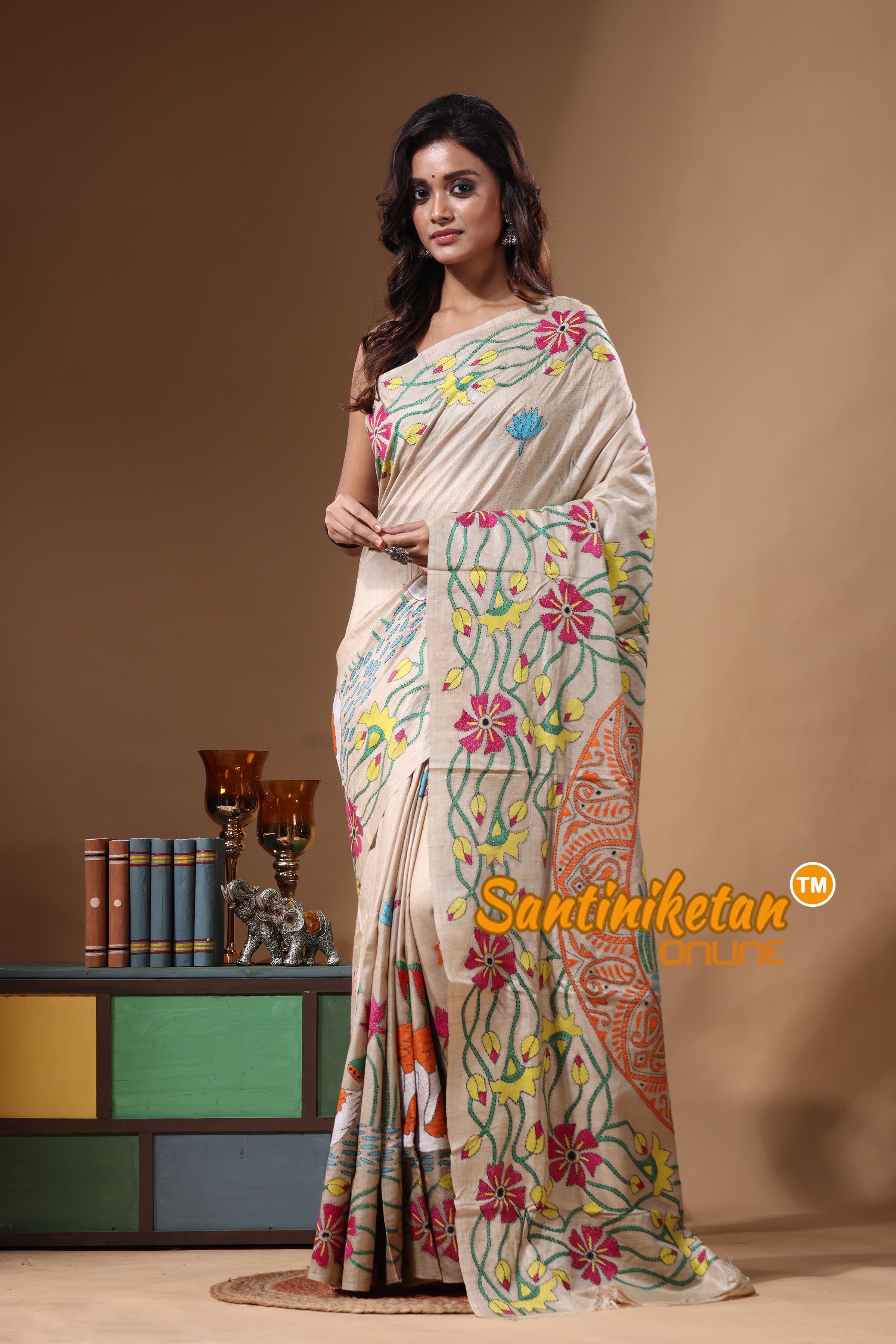 Pure Gachi Tussar Kantha Stitch Saree SN2631504