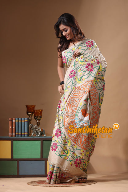 Pure Gachi Tussar Kantha Stitch Saree SN2631504