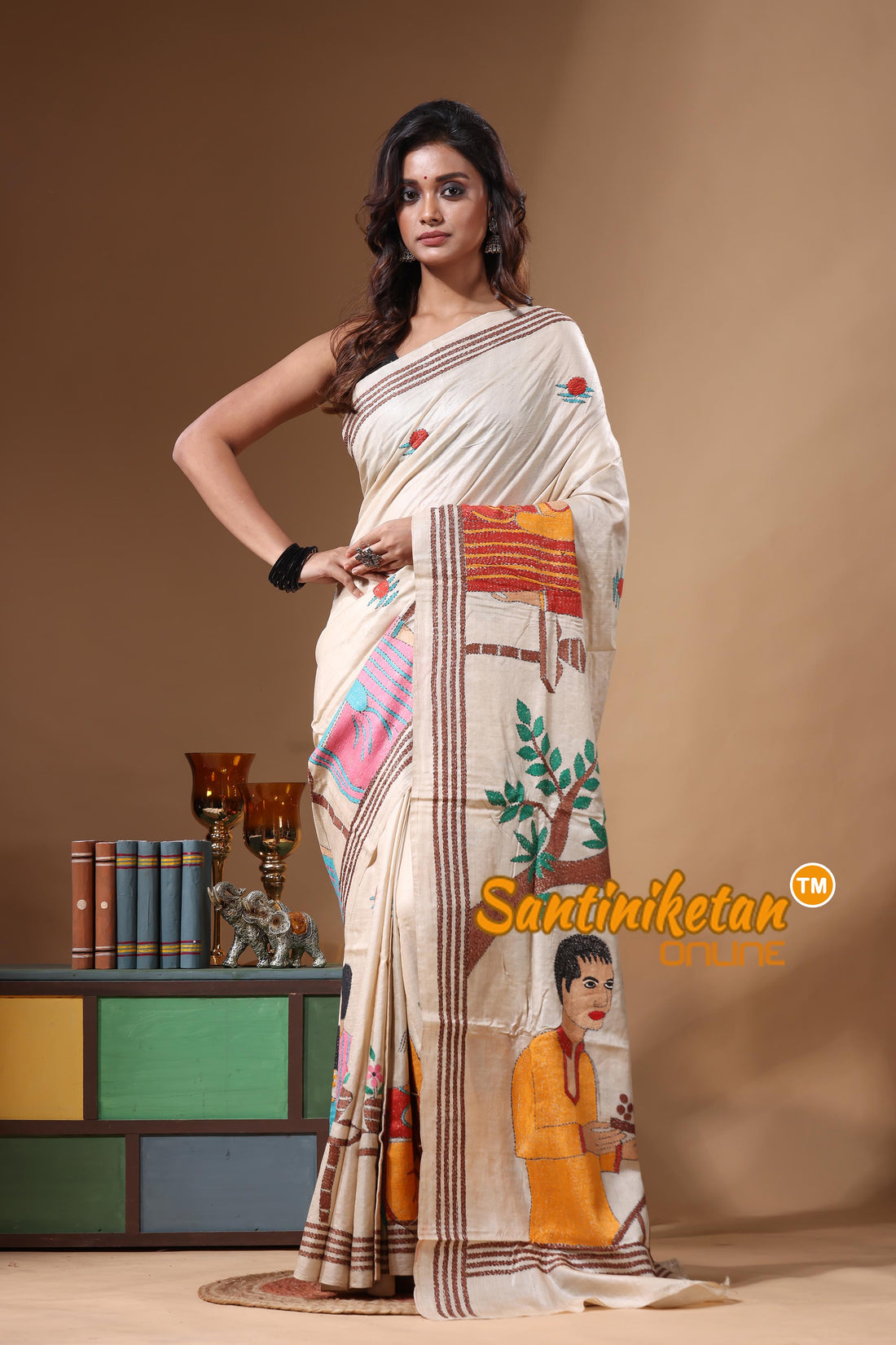 Pure Gachi Tussar Kantha Stitch Saree SN2631510