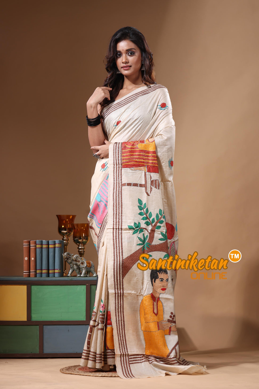 Pure Gachi Tussar Kantha Stitch Saree SN2631510
