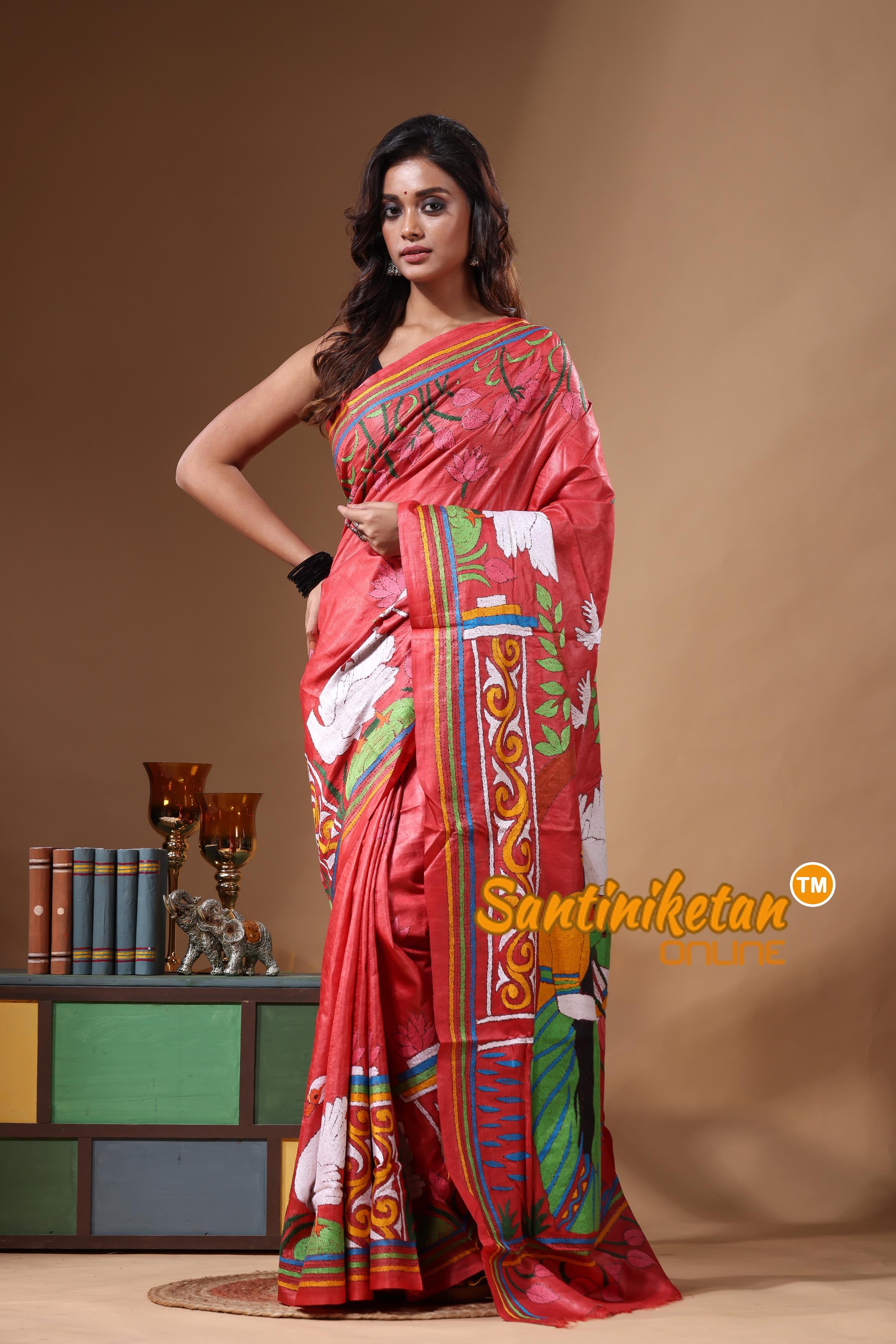 Dye Pure Gachi Tussar Kantha Stitch Saree SN2631516