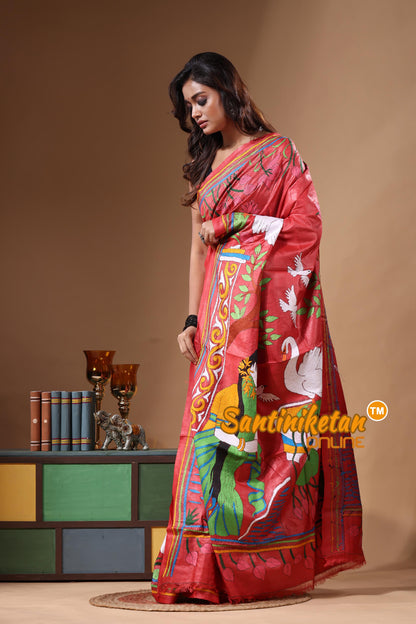 Dye Pure Gachi Tussar Kantha Stitch Saree SN2631516