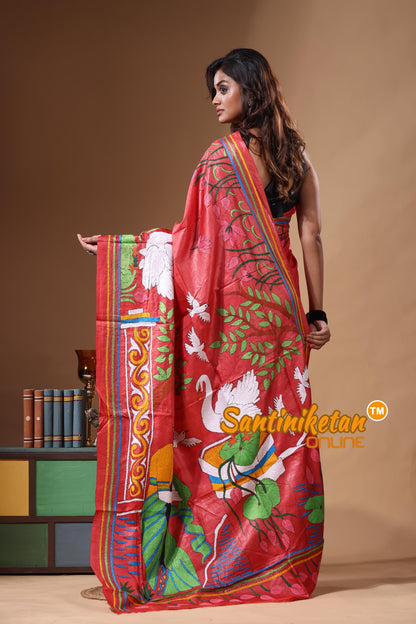 Dye Pure Gachi Tussar Kantha Stitch Saree SN2631516