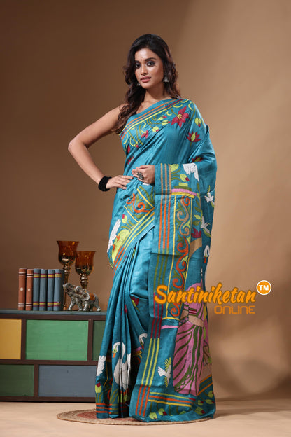Dye Pure Gachi Tussar Kantha Stitch Saree SN2631523