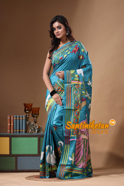 Dye Pure Gachi Tussar Kantha Stitch Saree SN2631523
