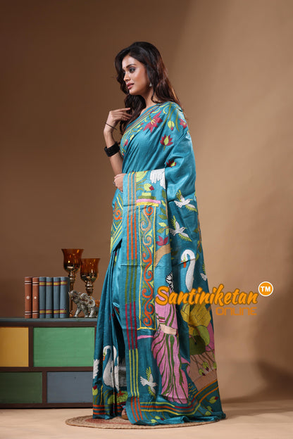 Dye Pure Gachi Tussar Kantha Stitch Saree SN2631523
