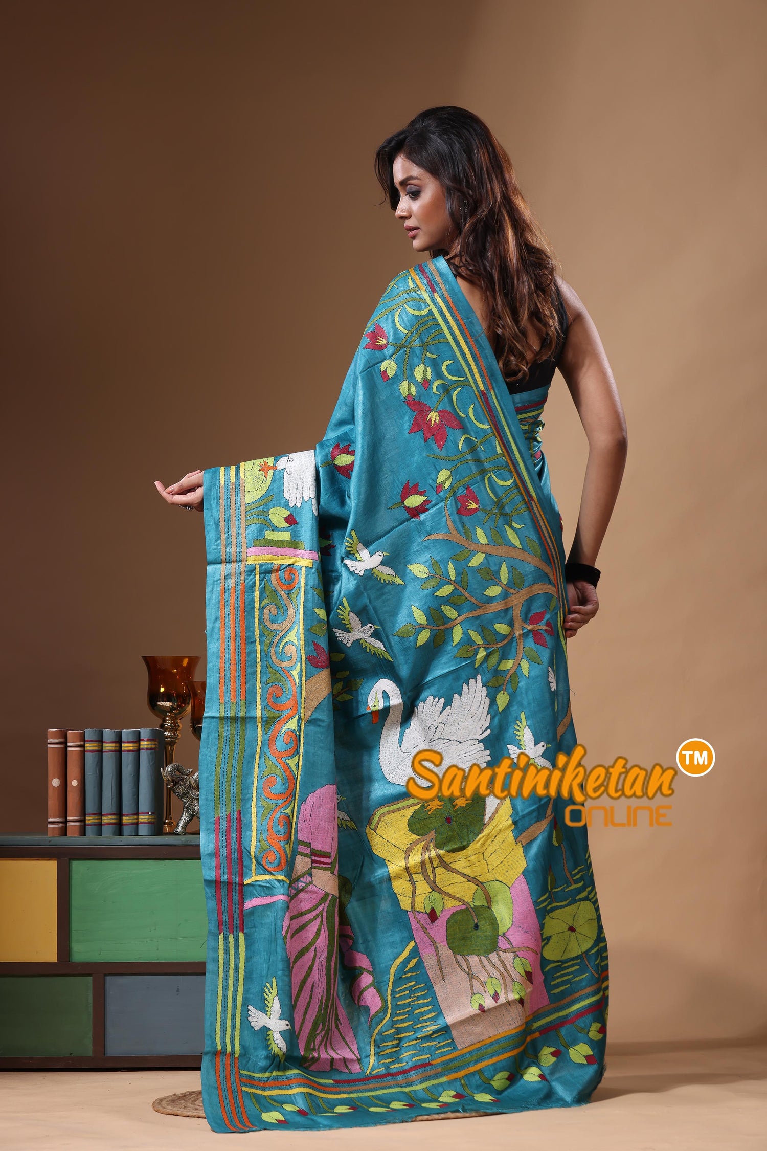 Dye Pure Gachi Tussar Kantha Stitch Saree SN2631523