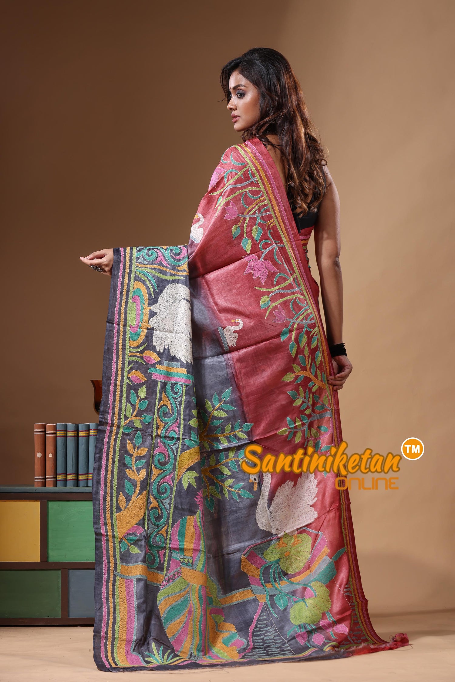 Dye Pure Gachi Tussar Kantha Stitch Saree SN2631535