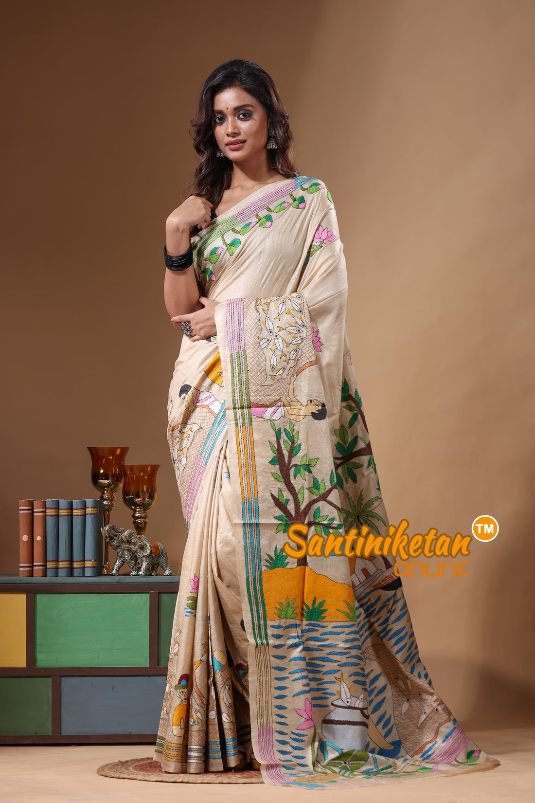 Pure Gachi Tussar Kantha Stitch Saree SN2631541