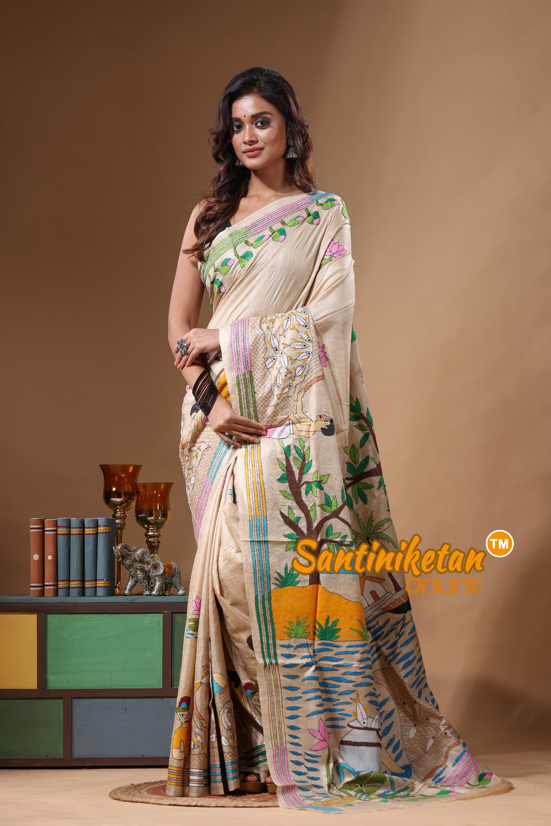 Pure Gachi Tussar Kantha Stitch Saree SN2631541