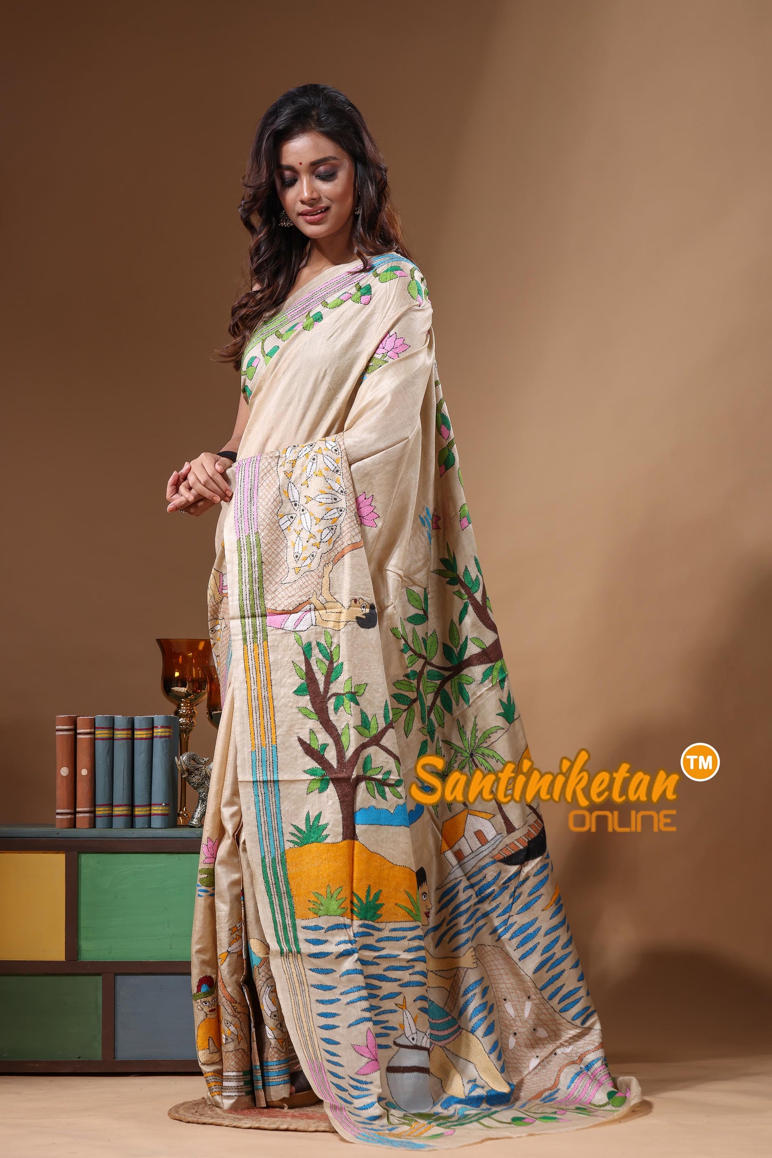 Pure Gachi Tussar Kantha Stitch Saree SN2631541