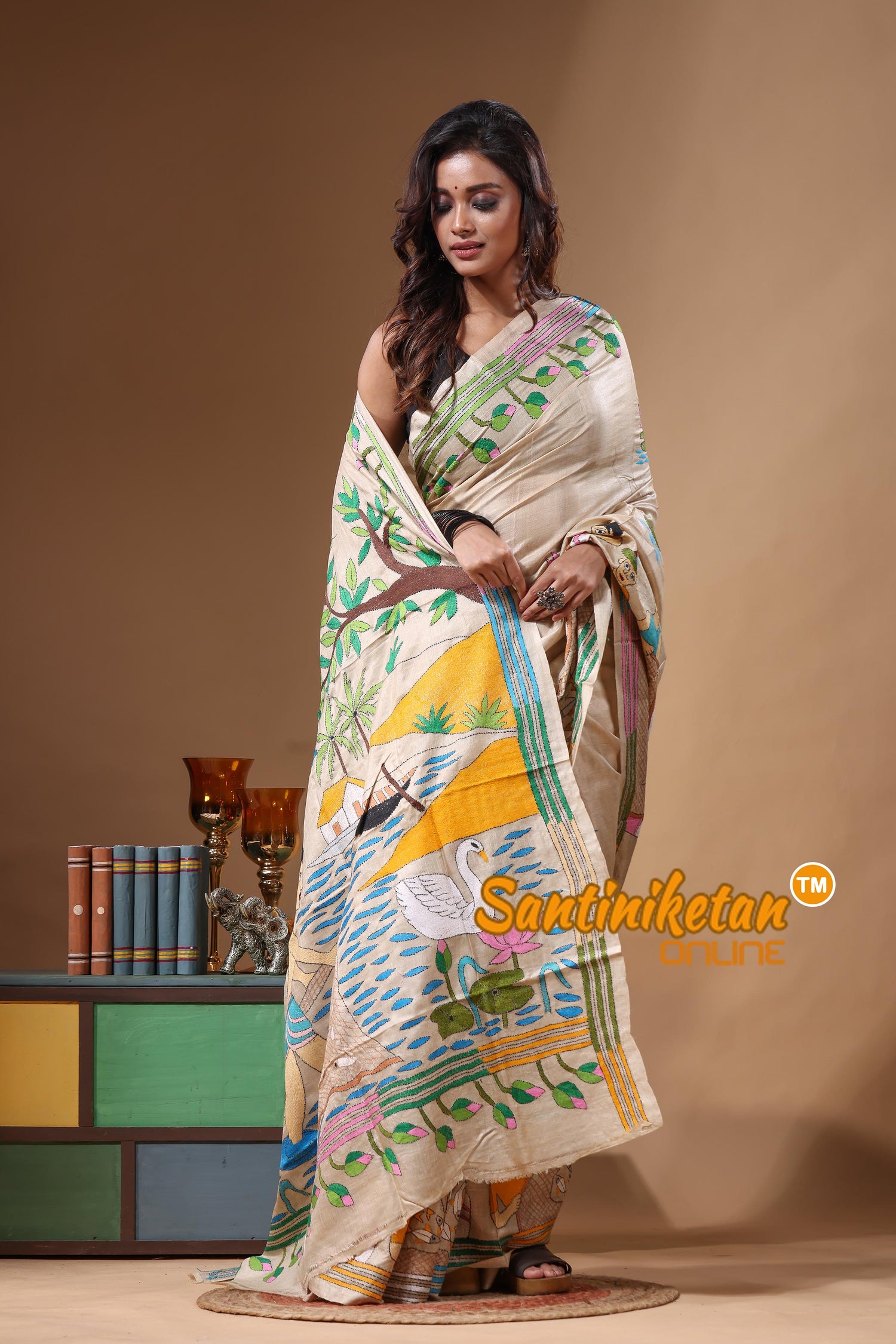 Pure Gachi Tussar Kantha Stitch Saree SN2631541