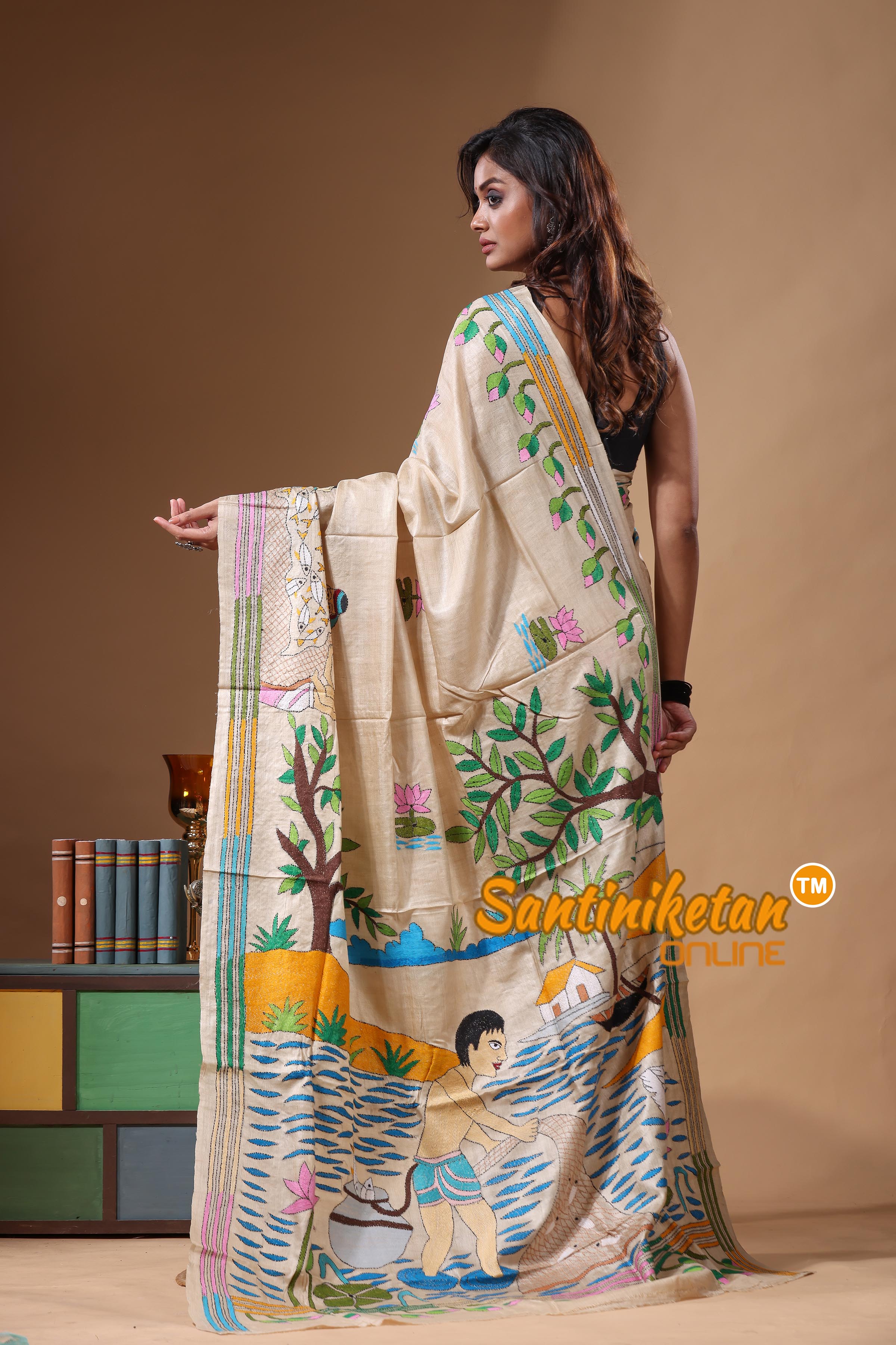 Pure Gachi Tussar Kantha Stitch Saree SN2631541