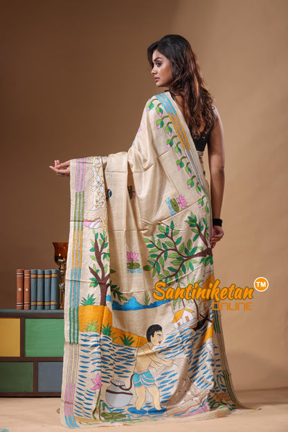 Pure Gachi Tussar Kantha Stitch Saree SN2631541