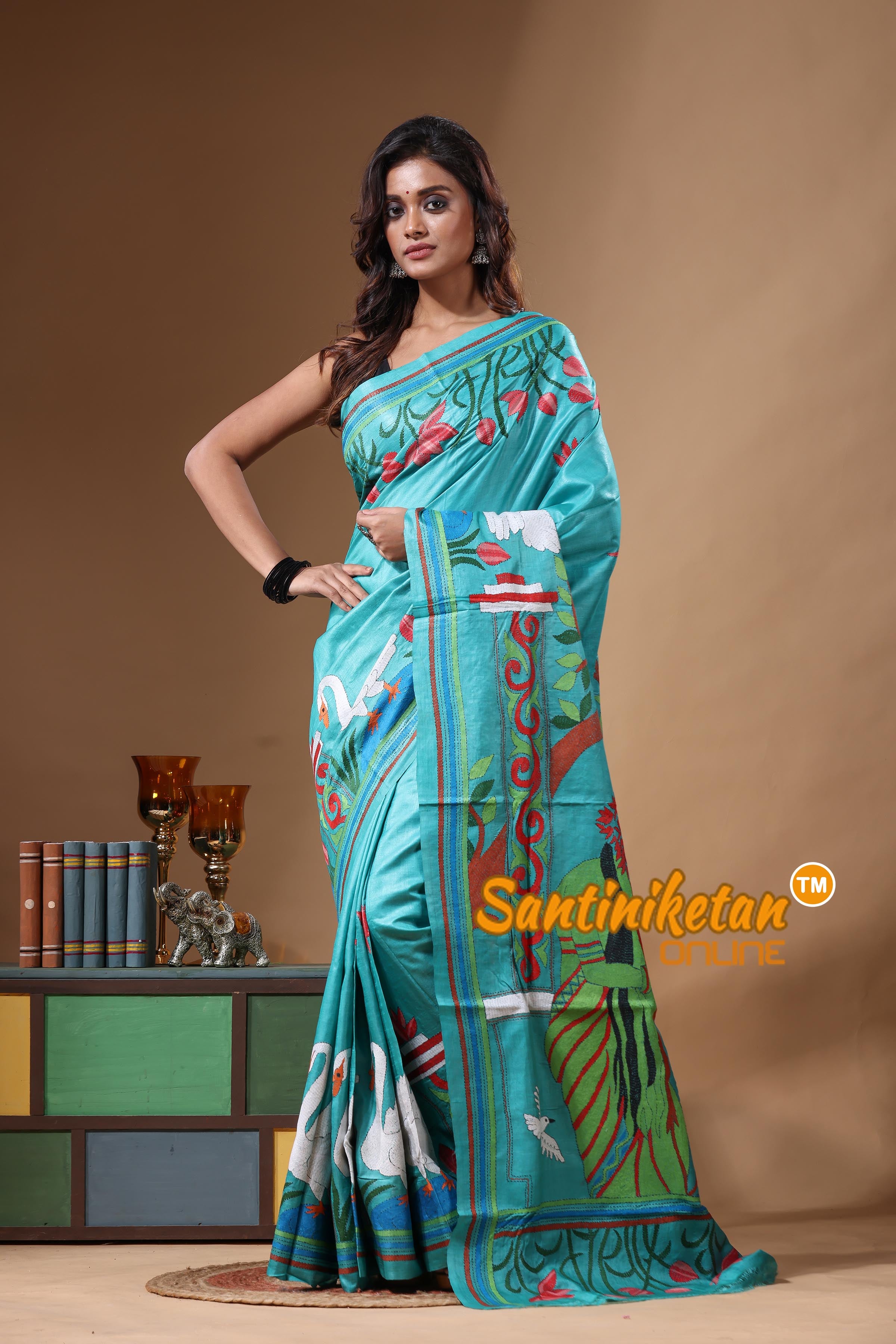 Dye Pure Gachi Tussar Kantha Stitch Saree SN2631547
