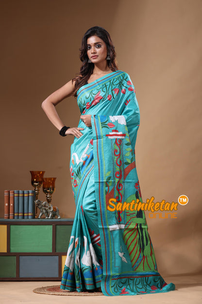 Dye Pure Gachi Tussar Kantha Stitch Saree SN2631547