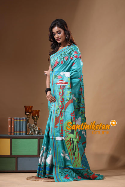 Dye Pure Gachi Tussar Kantha Stitch Saree SN2631547