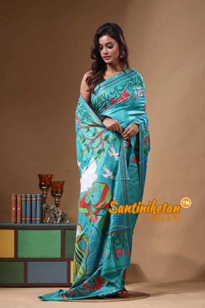 Dye Pure Gachi Tussar Kantha Stitch Saree SN2631547