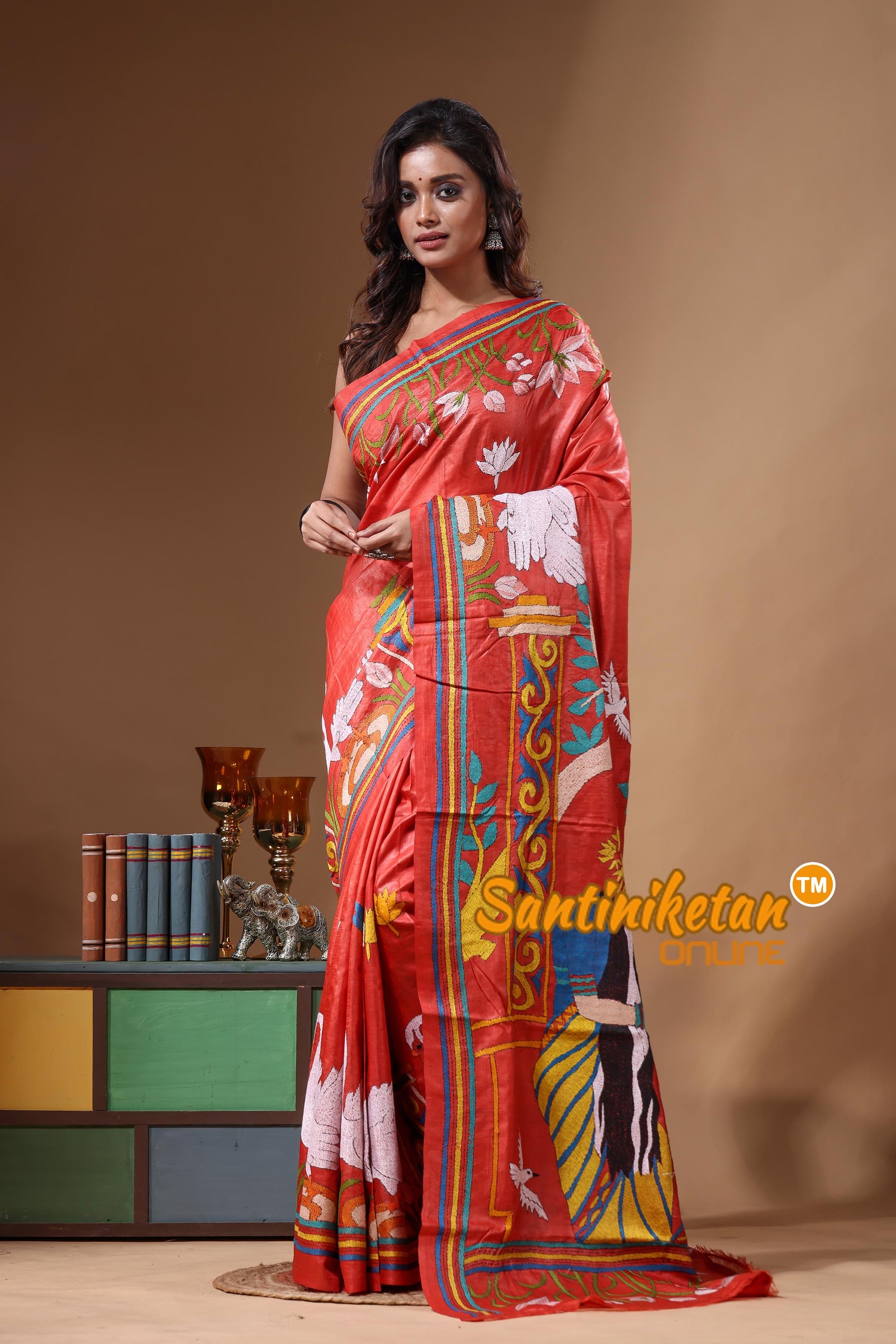 Dye Pure Gachi Tussar Kantha Stitch Saree SN2631553