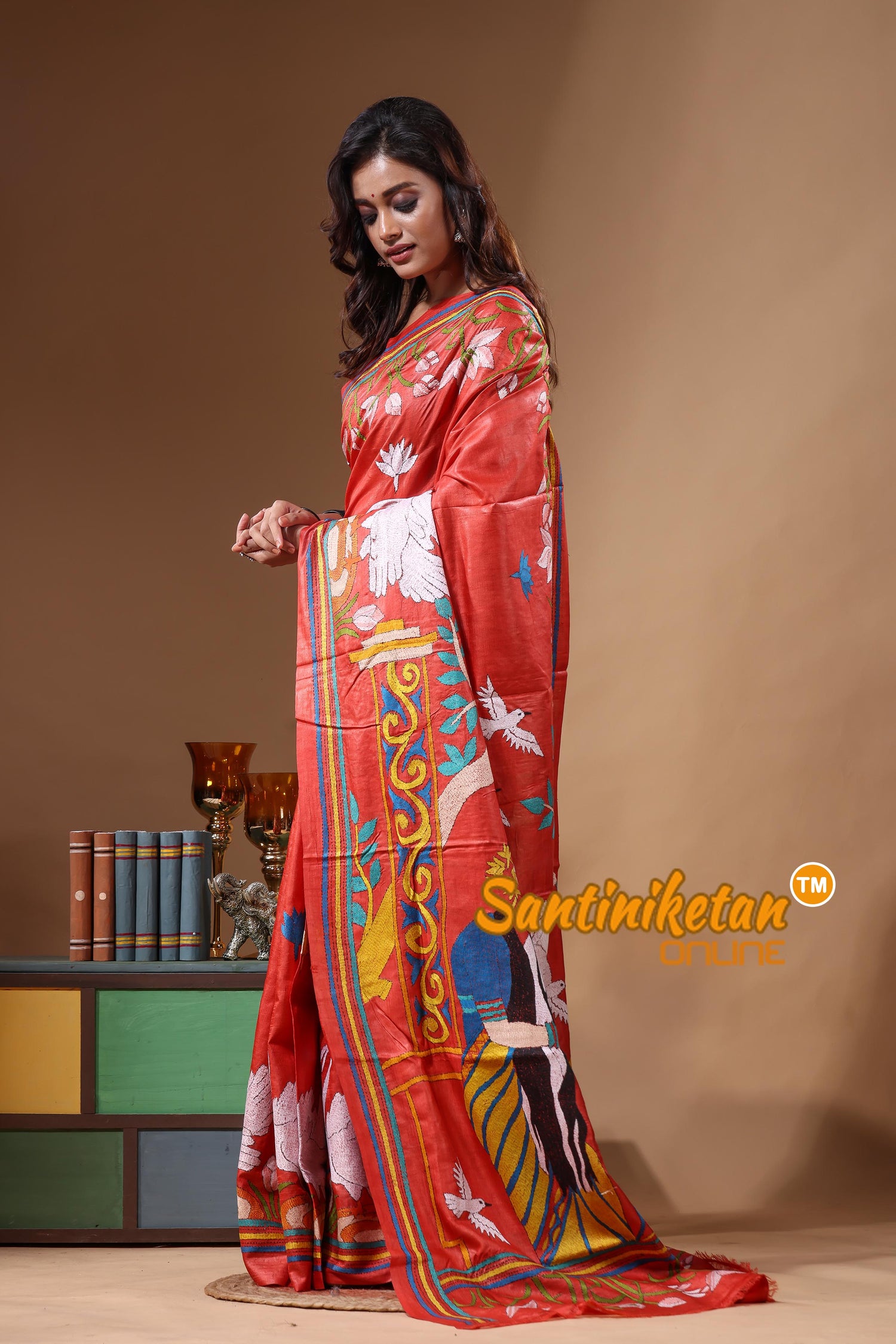 Dye Pure Gachi Tussar Kantha Stitch Saree SN2631553
