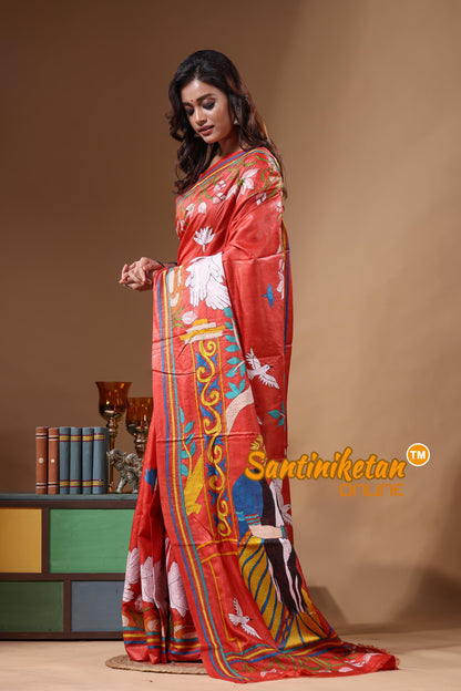 Dye Pure Gachi Tussar Kantha Stitch Saree SN2631553
