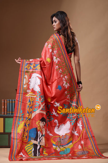 Dye Pure Gachi Tussar Kantha Stitch Saree SN2631553