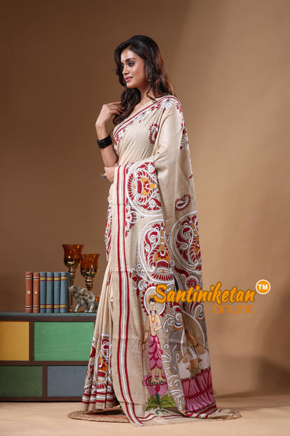Pure Gachi Tussar Kantha Stitch Saree SN2631559