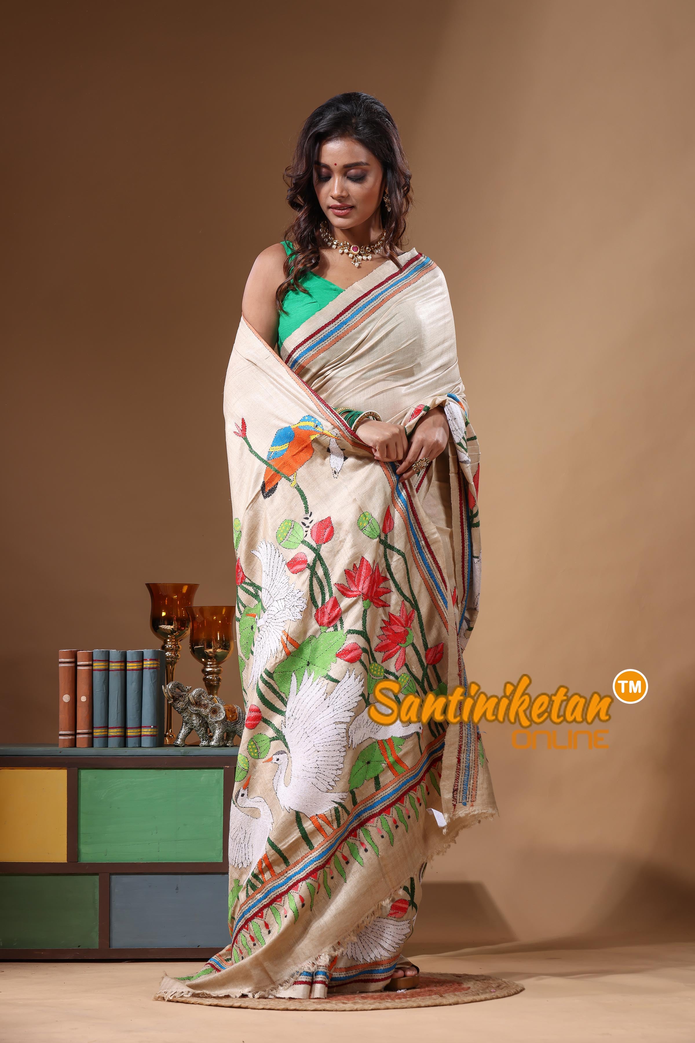 Pure Gachi Tussar Kantha Stitch Saree SN2631565