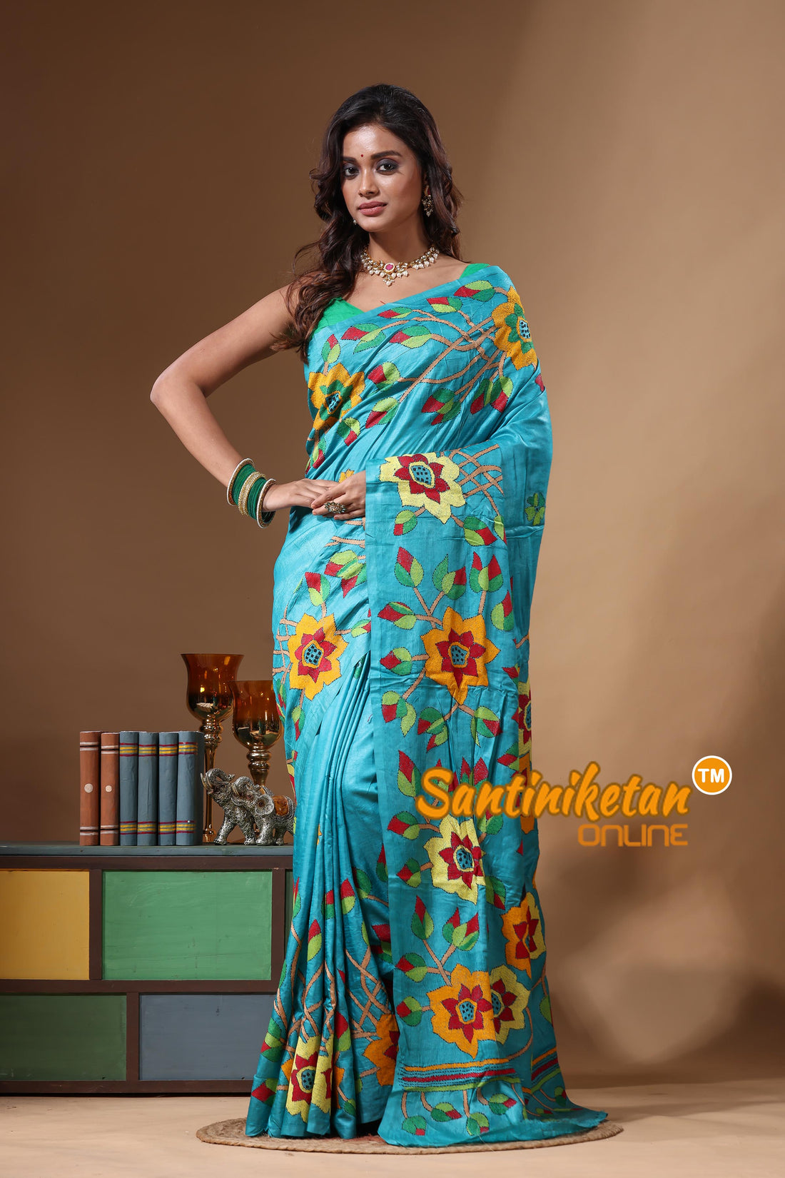Dye Pure Gachi Tussar Kantha Stitch Saree SN2631570