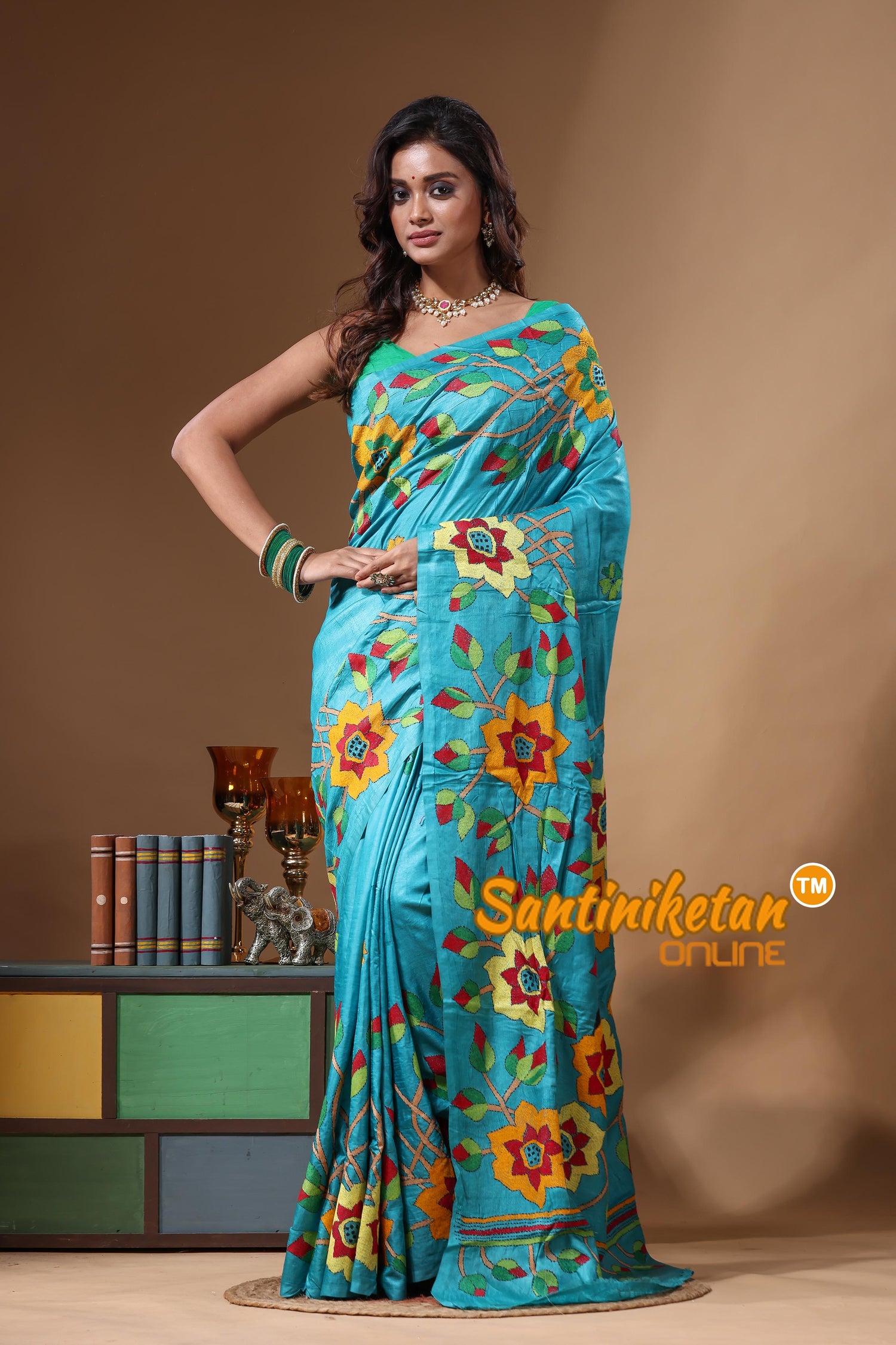 Dye Pure Gachi Tussar Kantha Stitch Saree SN2631570