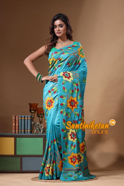 Dye Pure Gachi Tussar Kantha Stitch Saree SN2631570